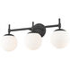 None 3 Light 24 inch Matte Black Bathroom Vanity Light Wall Light